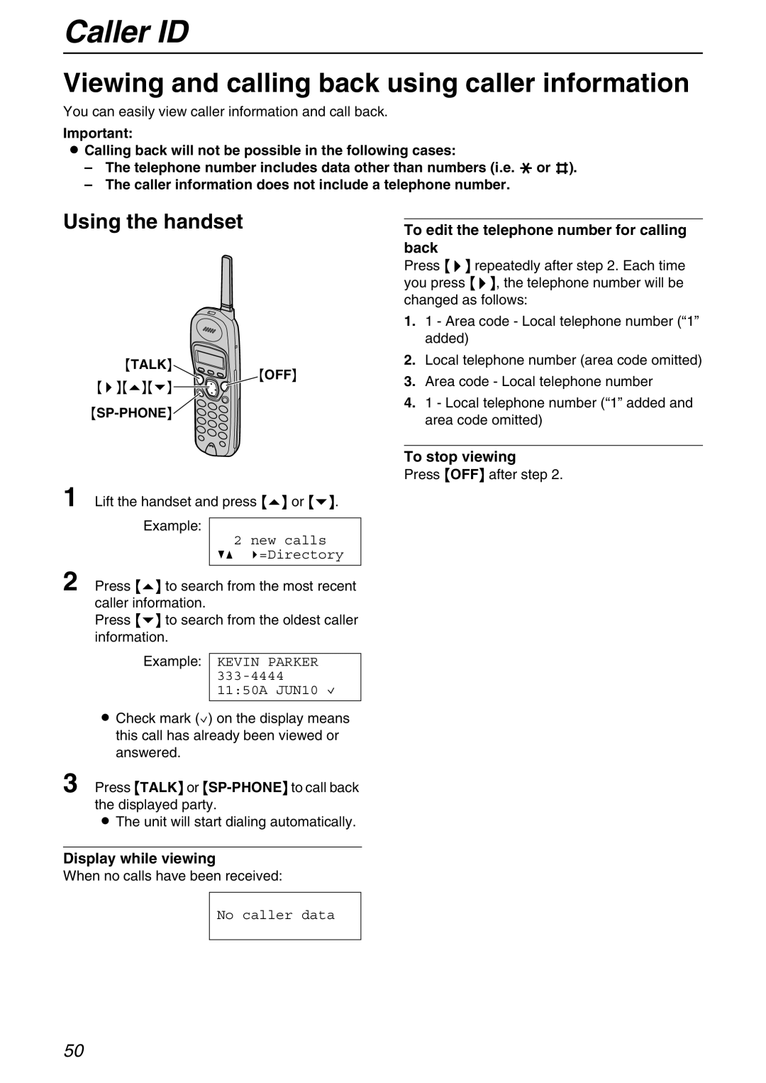 Panasonic KX-FPG371 manual Viewing and calling back using caller information, To edit the telephone number for calling back 