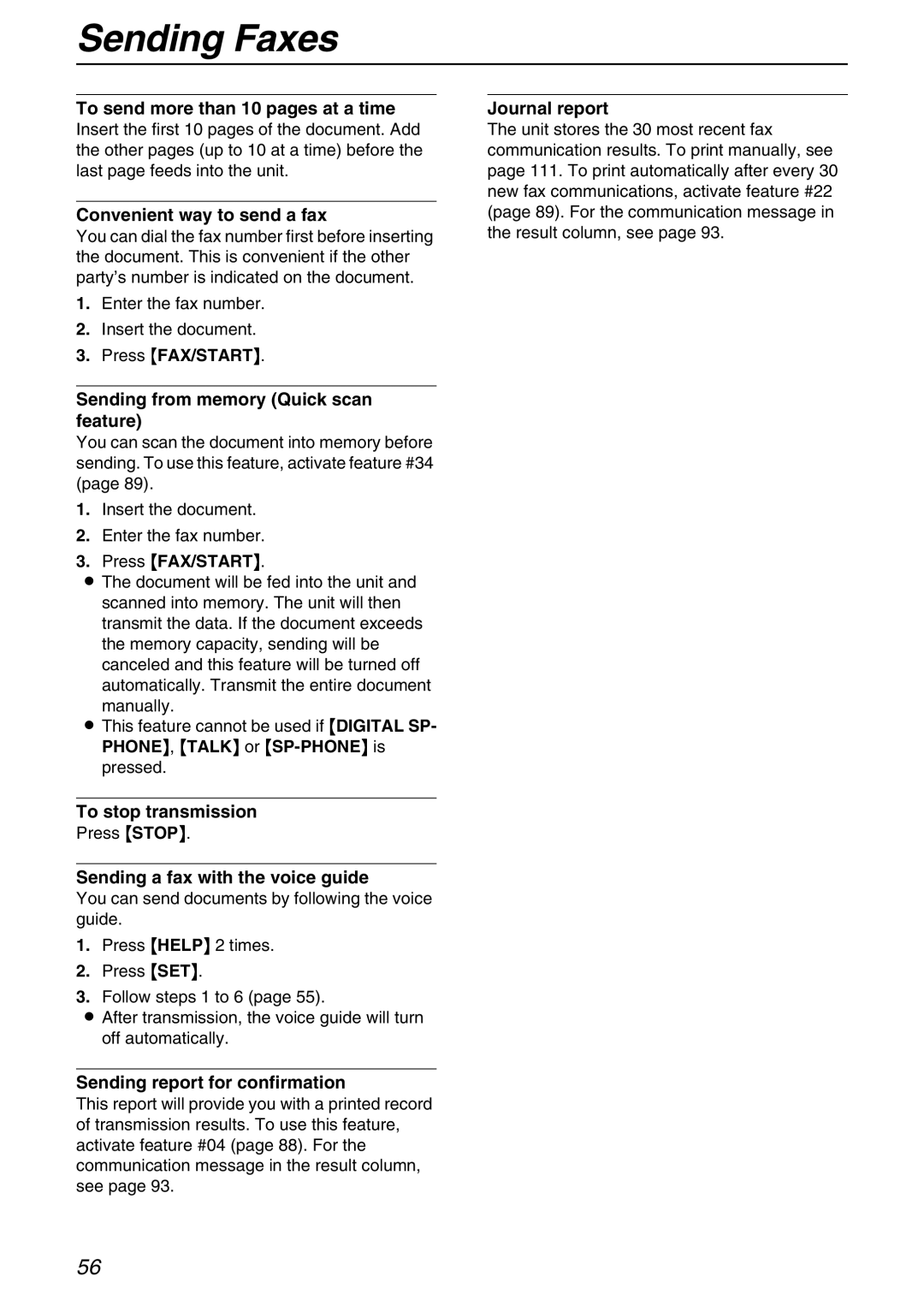 Panasonic KX-FPG371 manual To send more than 10 pages at a time, Convenient way to send a fax, To stop transmission 