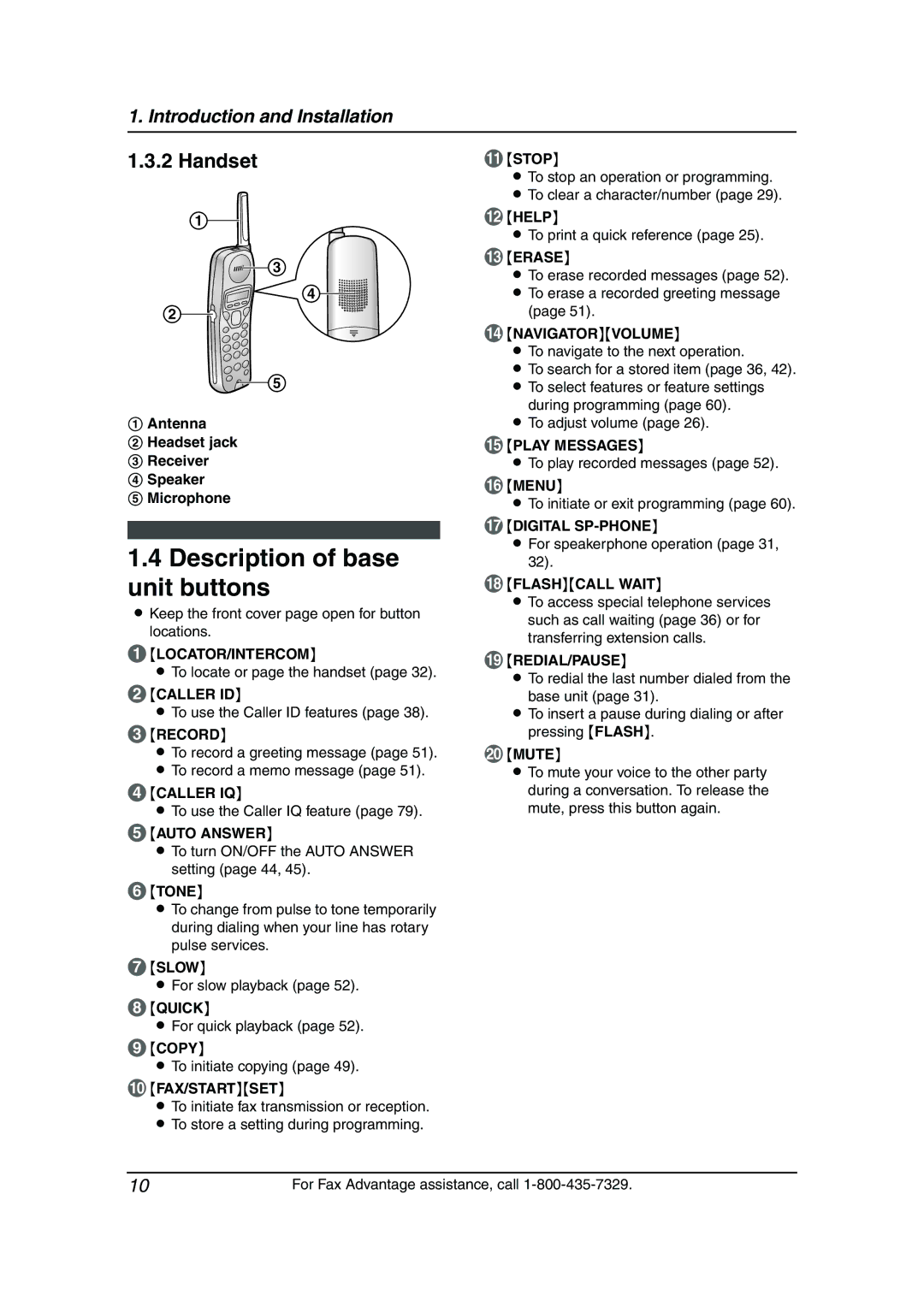 Panasonic KX-FPG376, KX-FPG377 manual Description of base unit buttons 