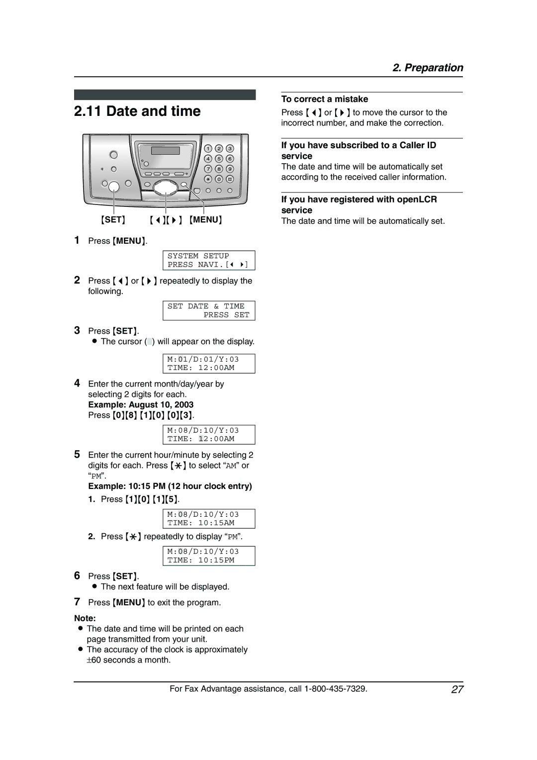 Panasonic KX-FPG377, KX-FPG376 manual Date and time 