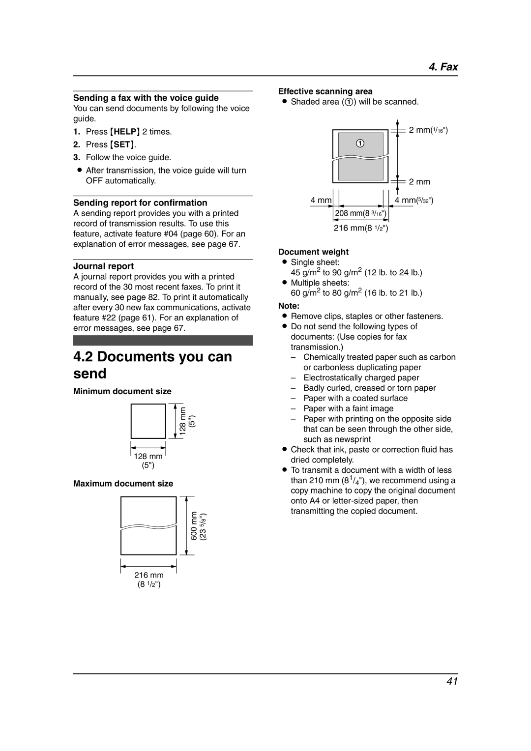 Panasonic KX-FPG377, KX-FPG376 manual Documents you can send 