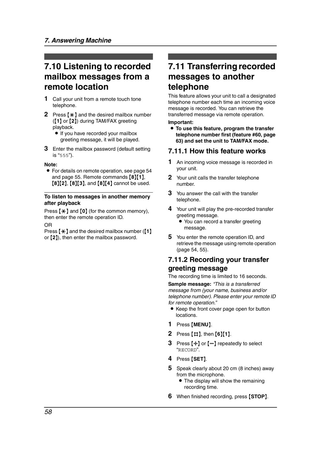 Panasonic KX-FPG376, KX-FPG377 manual Transferring recorded messages to another telephone, How this feature works 