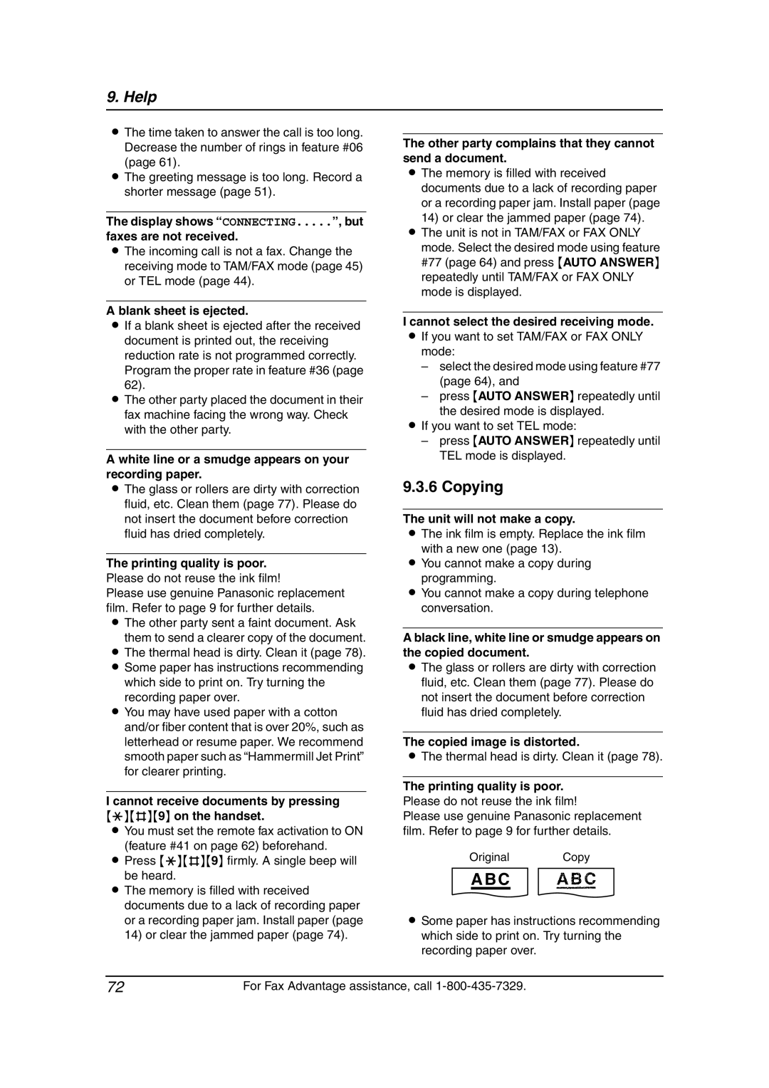 Panasonic KX-FPG376, KX-FPG377 manual Copying 