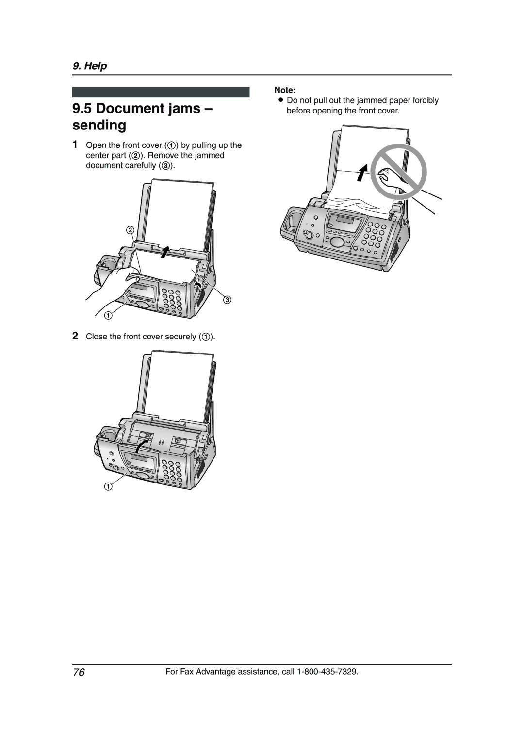 Panasonic KX-FPG376, KX-FPG377 manual Document jams sending 