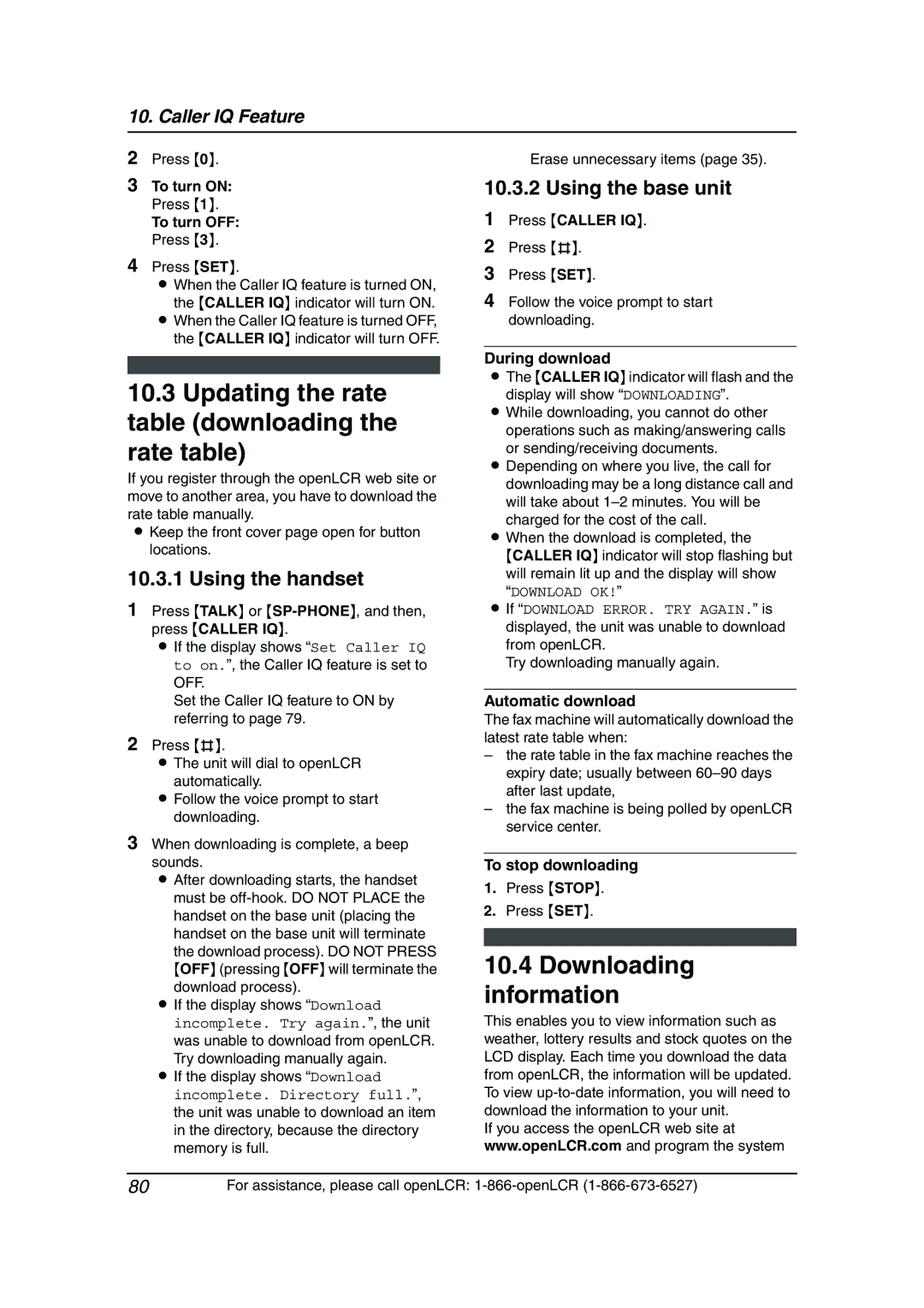 Panasonic KX-FPG376, KX-FPG377 manual Updating the rate table downloading the rate table, Downloading information 