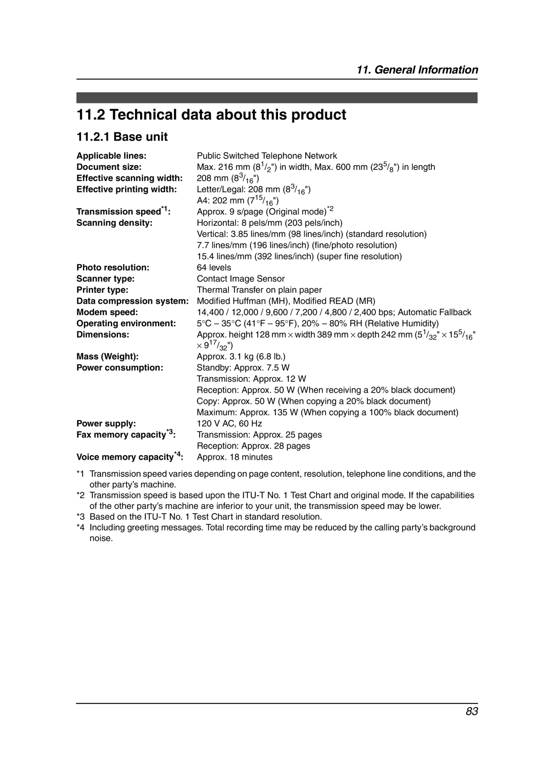 Panasonic KX-FPG377, KX-FPG376 manual Technical data about this product 