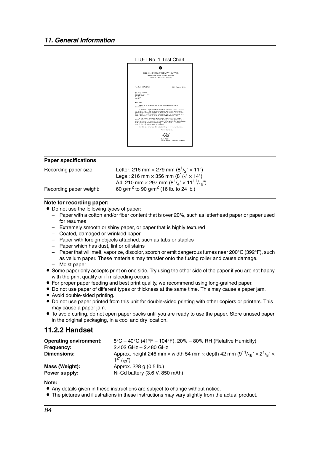 Panasonic KX-FPG376, KX-FPG377 manual Paper specifications, Frequency 