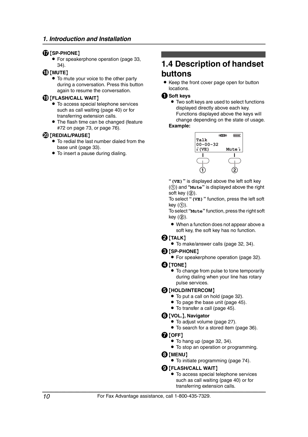 Panasonic KX-FPG379, KX-FPG378 manual Description of handset buttons 