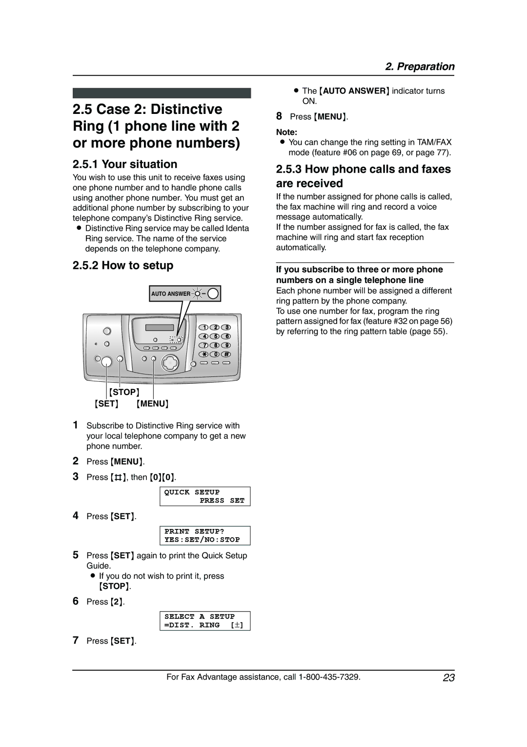 Panasonic KX-FPG378, KX-FPG379 manual Select a Setup =DIST. Ring ± 