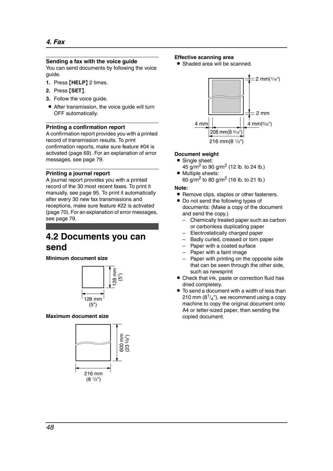 Panasonic KX-FPG379, KX-FPG378 manual Documents you can send 