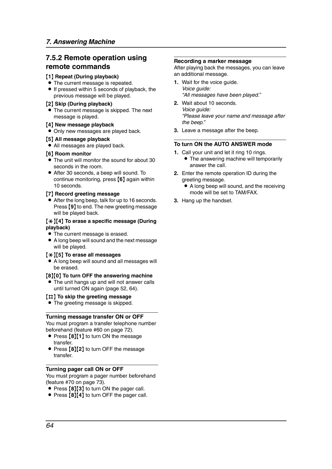 Panasonic KX-FPG379, KX-FPG378 manual Remote operation using remote commands 