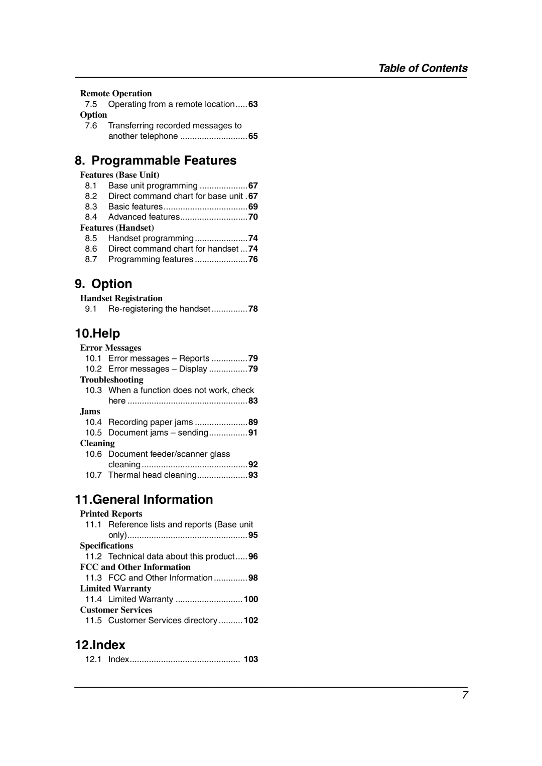 Panasonic KX-FPG378, KX-FPG379 manual 100, 102, 103 