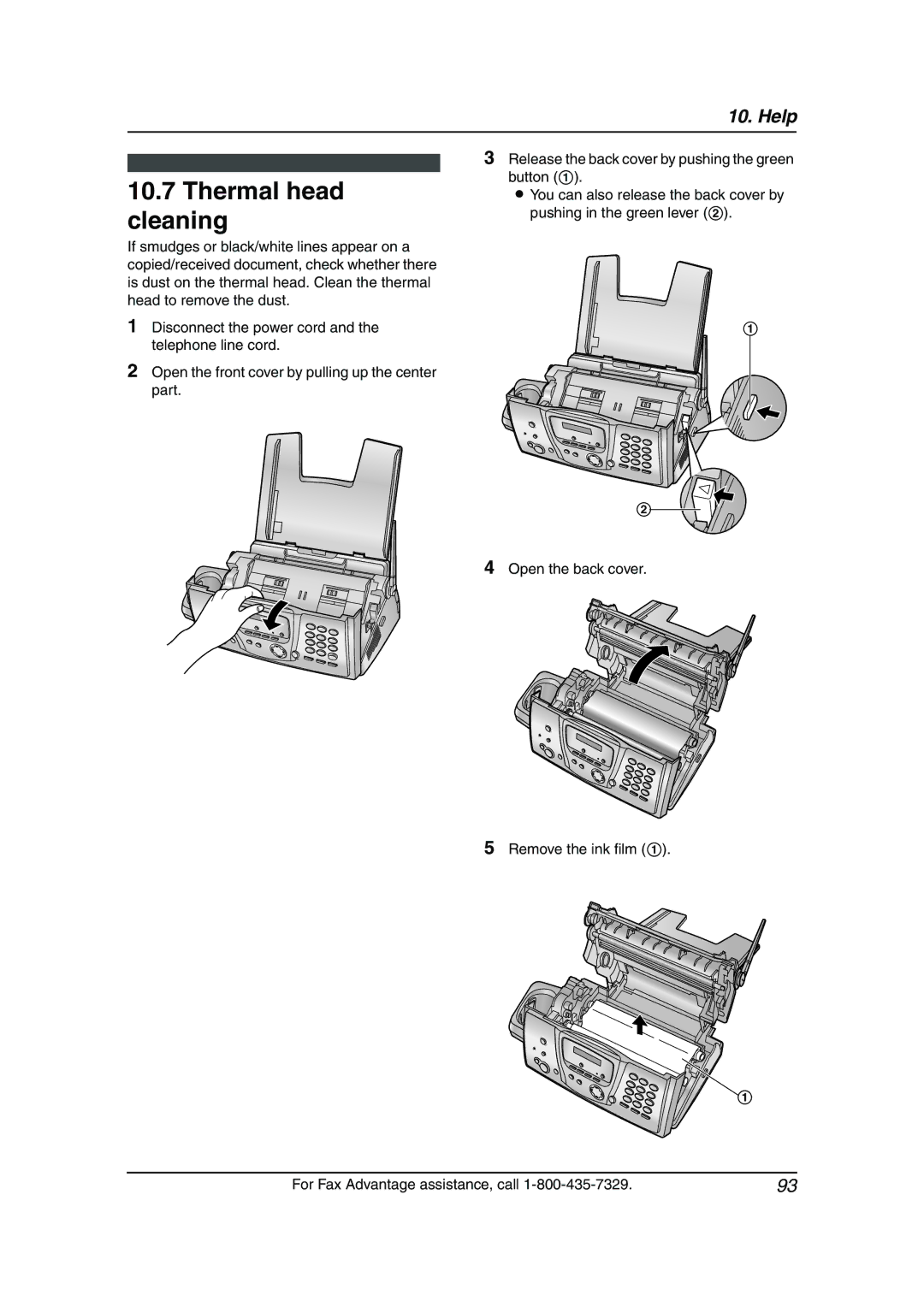 Panasonic KX-FPG378, KX-FPG379 manual Thermal head cleaning 