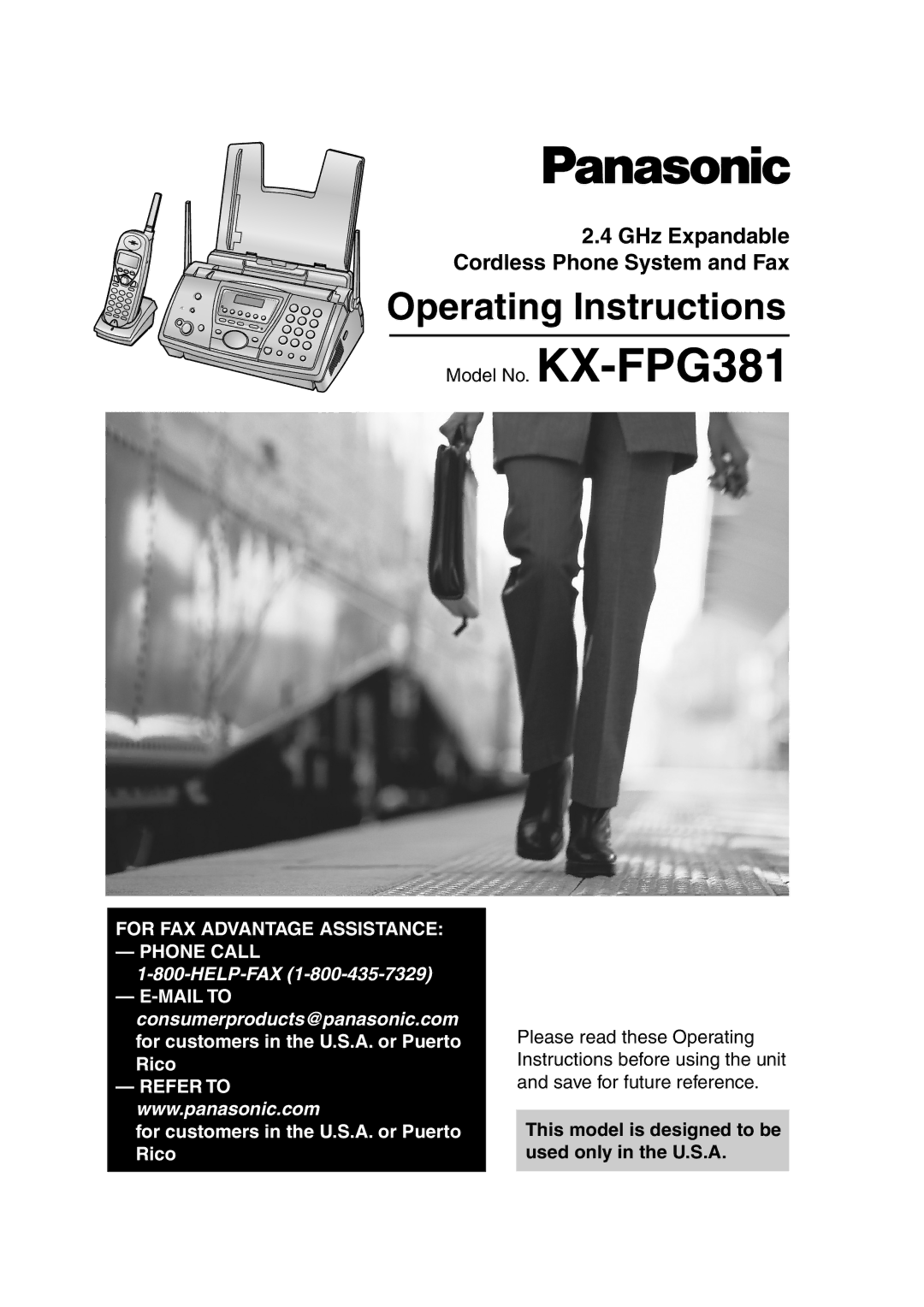 Panasonic KX-FPG381 operating instructions Operating Instructions 