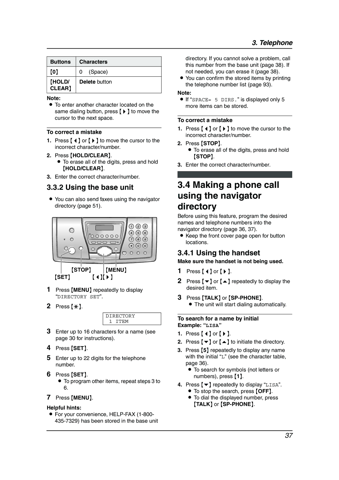 Panasonic KX-FPG381 operating instructions Making a phone call using the navigator directory, Clear 