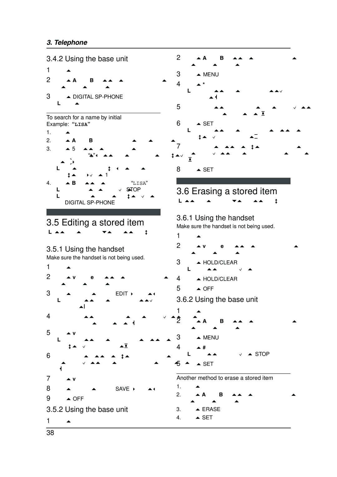 Panasonic KX-FPG381 operating instructions Editing a stored item, Erasing a stored item, To search for a name by initial 