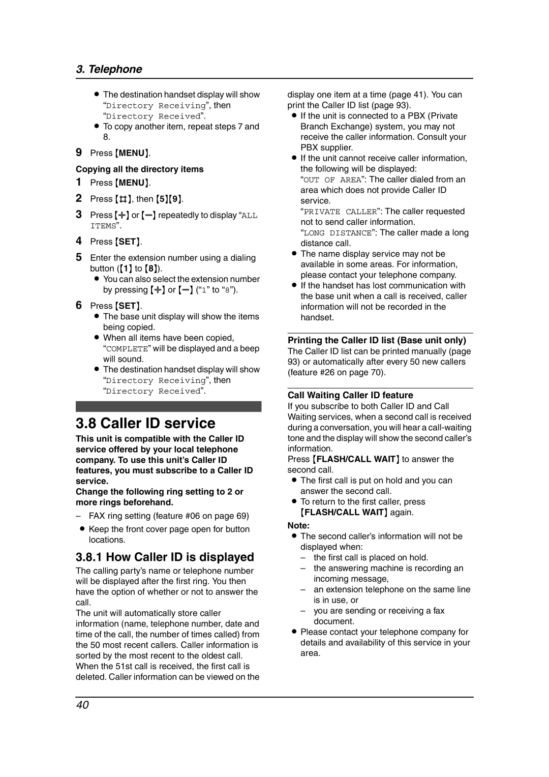 Panasonic KX-FPG381 operating instructions Caller ID service, How Caller ID is displayed 