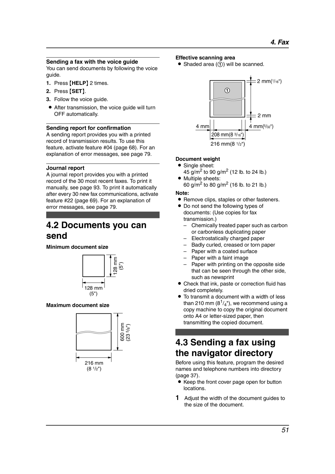 Panasonic KX-FPG381 operating instructions Documents you can send, Sending a fax using the navigator directory 