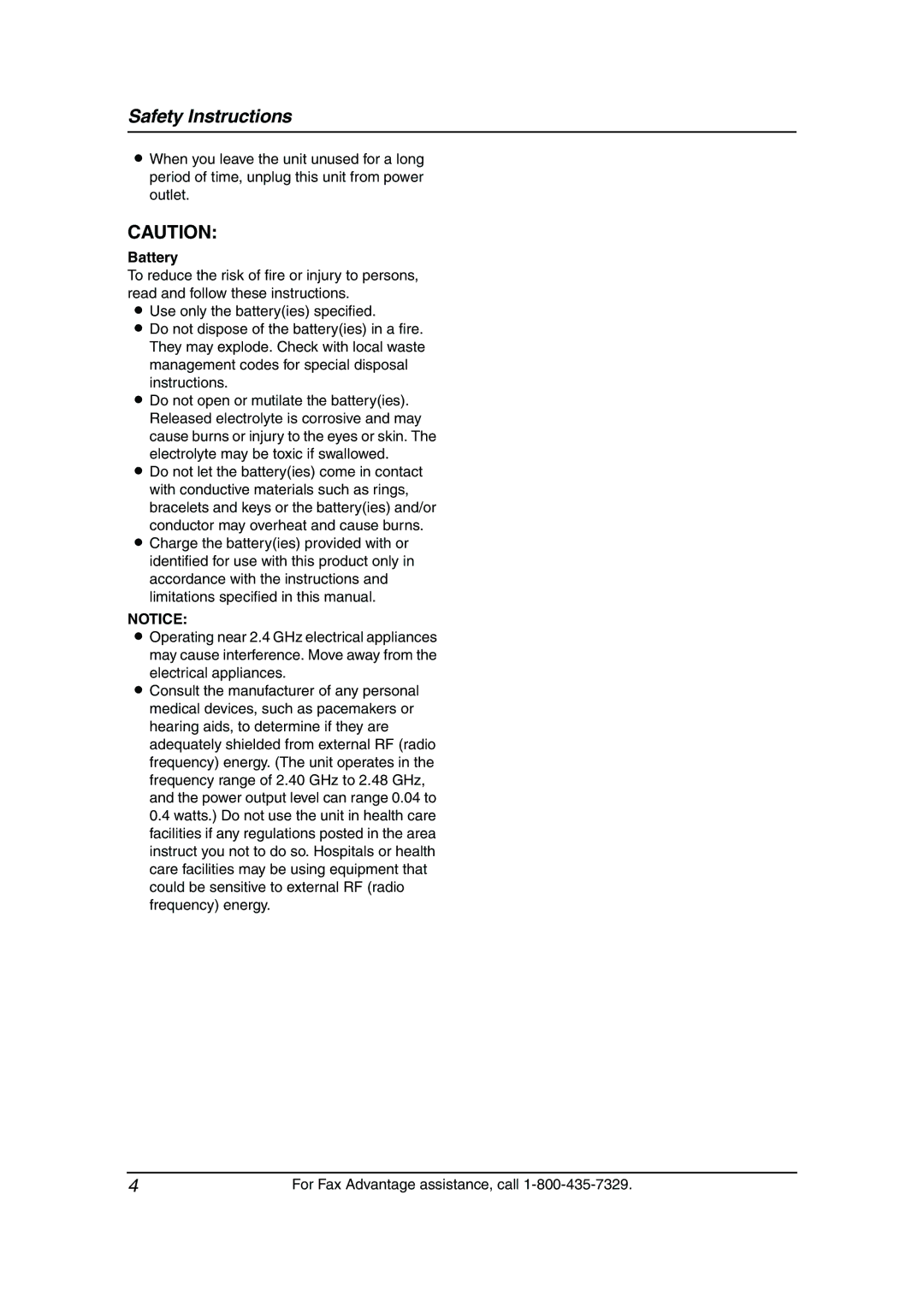 Panasonic KX-FPG381 operating instructions Battery 