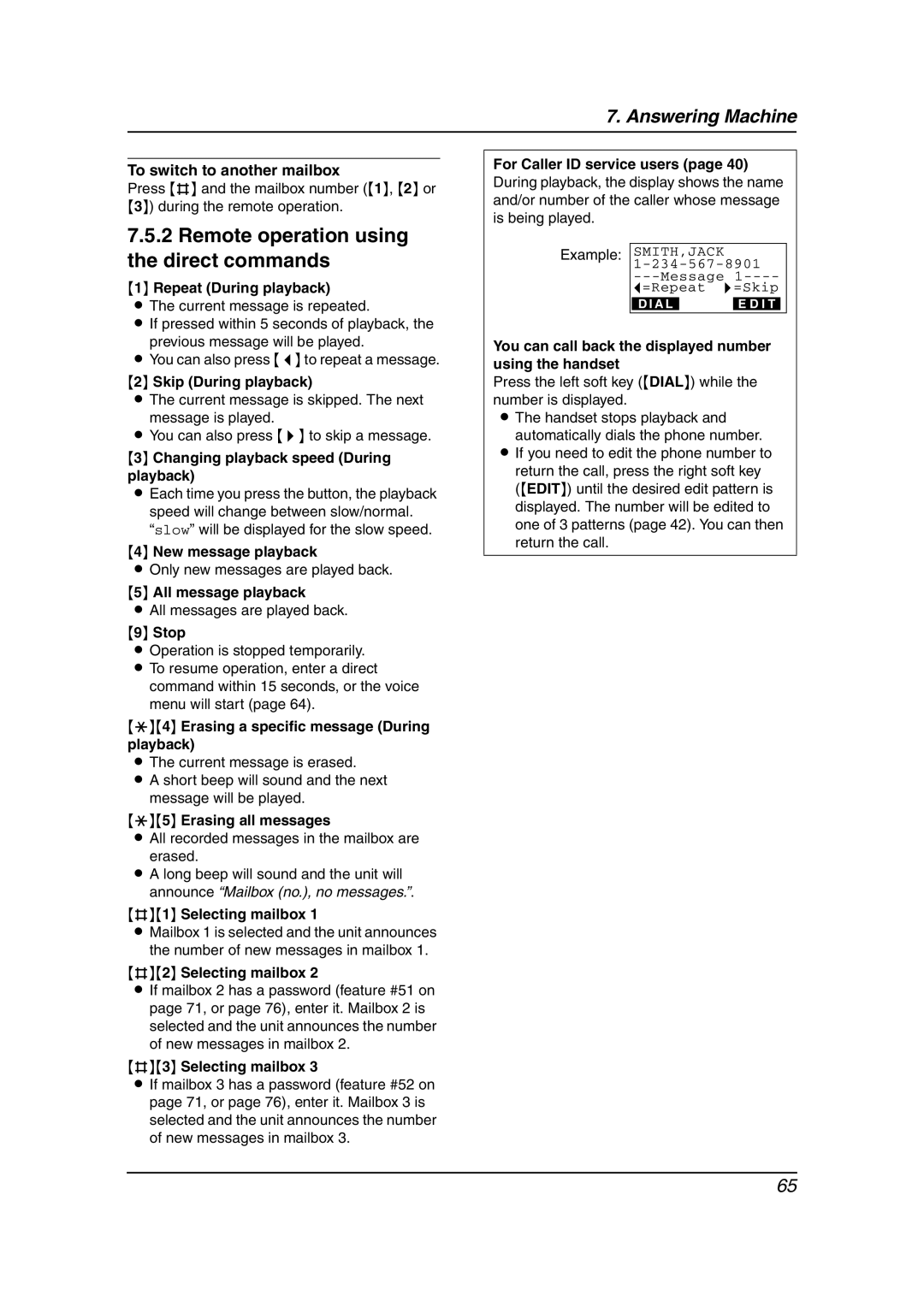 Panasonic KX-FPG381 operating instructions Remote operation using the direct commands 