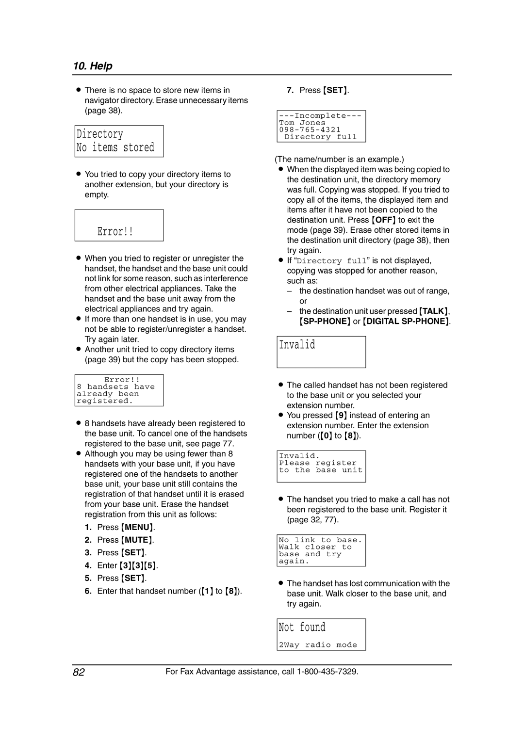 Panasonic KX-FPG381 operating instructions Registered to the base unit, see, SP-PHONEor Digital SP-PHONE 