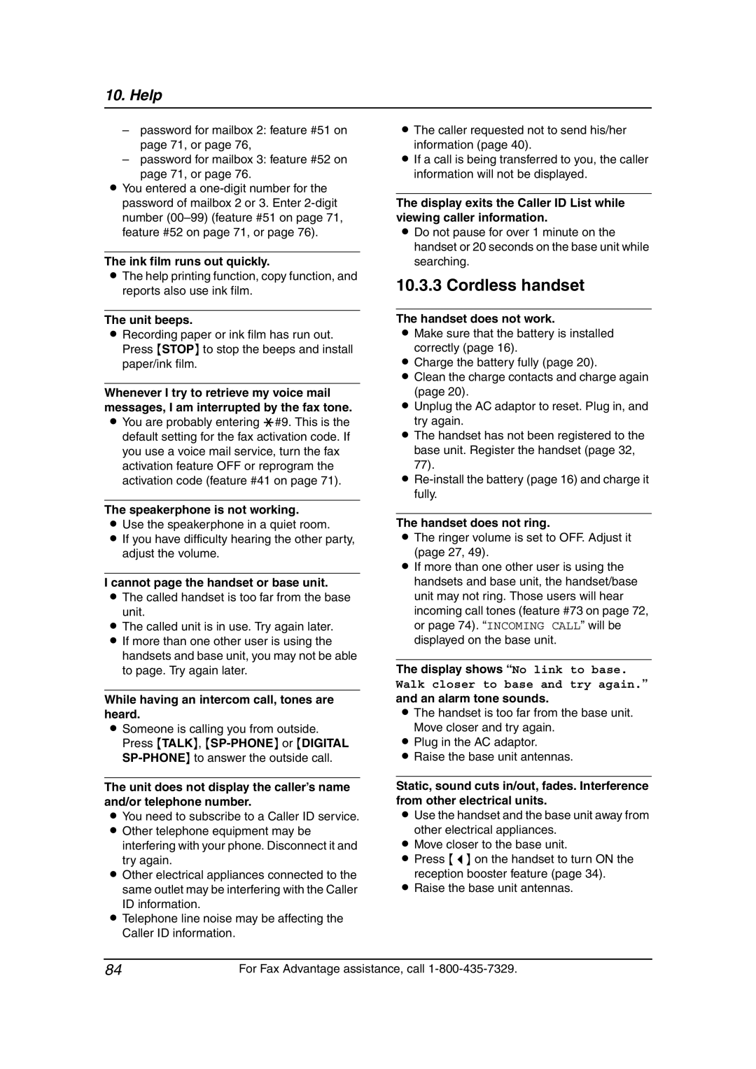 Panasonic KX-FPG381 operating instructions Cordless handset 