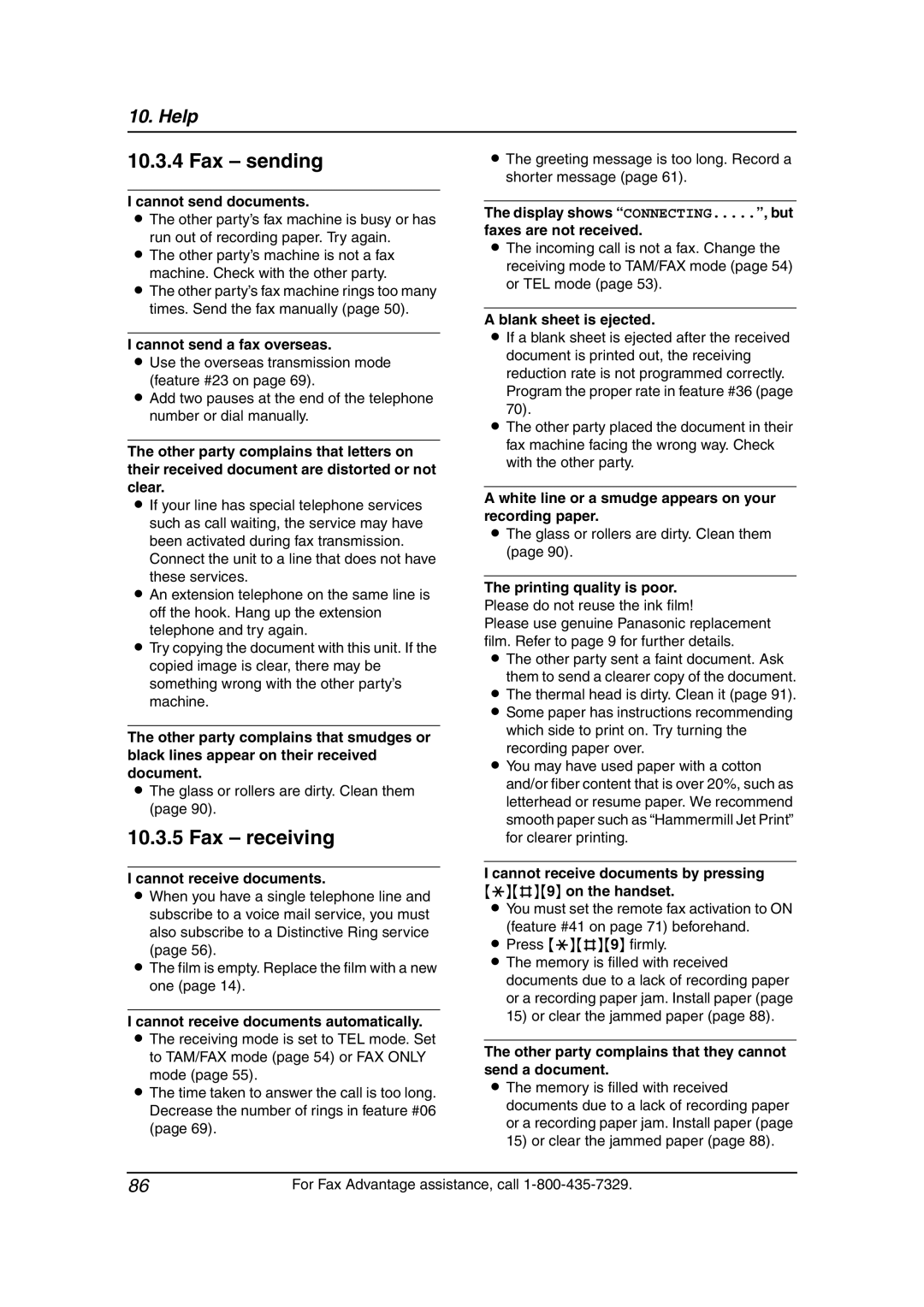 Panasonic KX-FPG381 operating instructions Fax sending, Fax receiving 