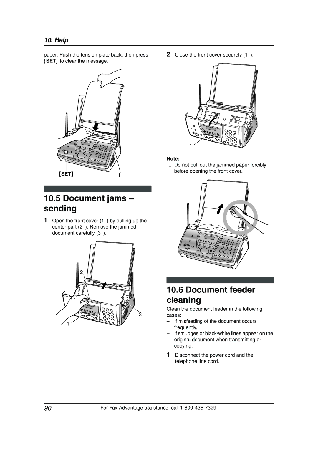 Panasonic KX-FPG381 operating instructions Document jams sending, Document feeder cleaning 