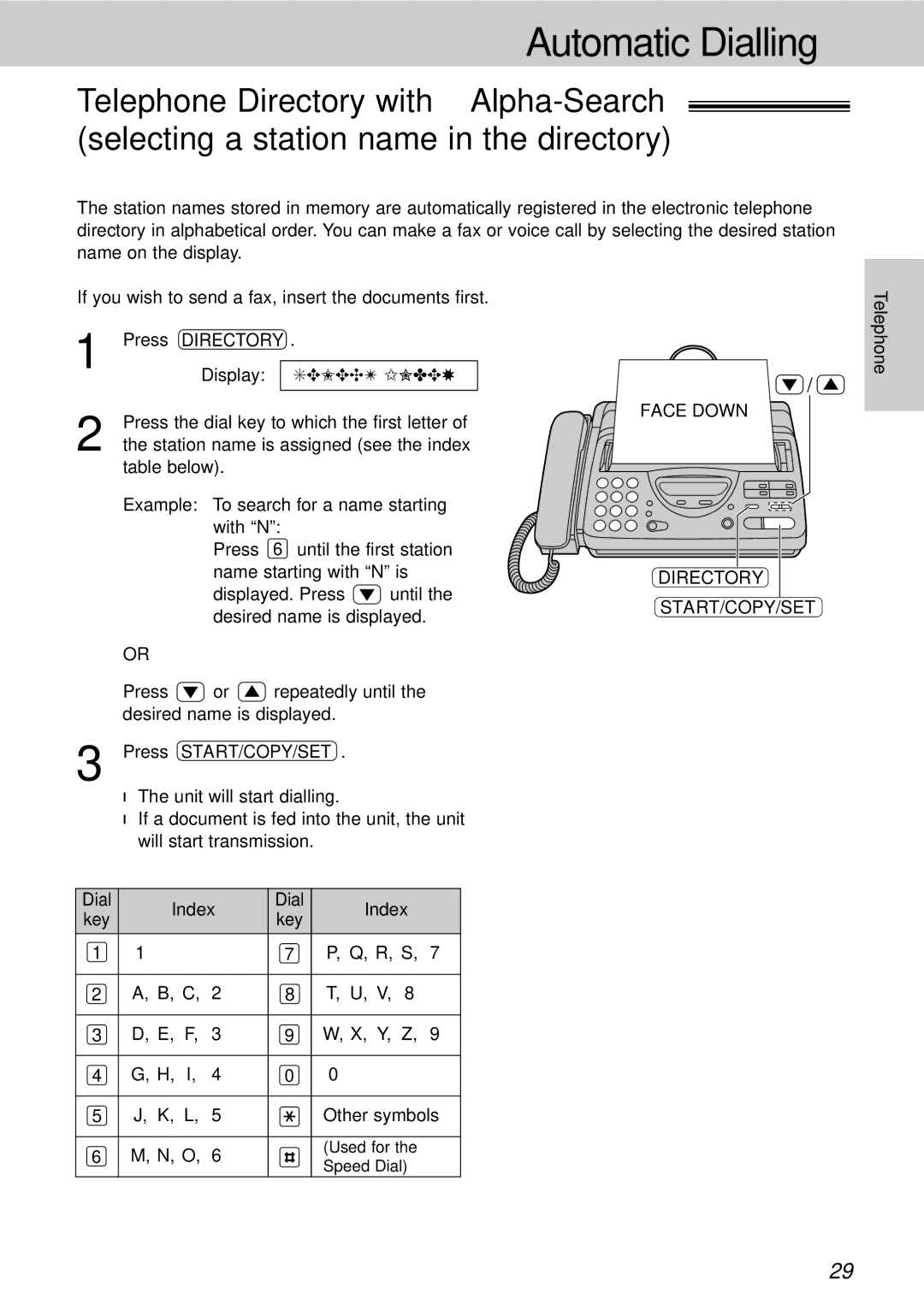 Panasonic KX-FT21HK operating instructions Press Directory, Directory START/COPY/SET 