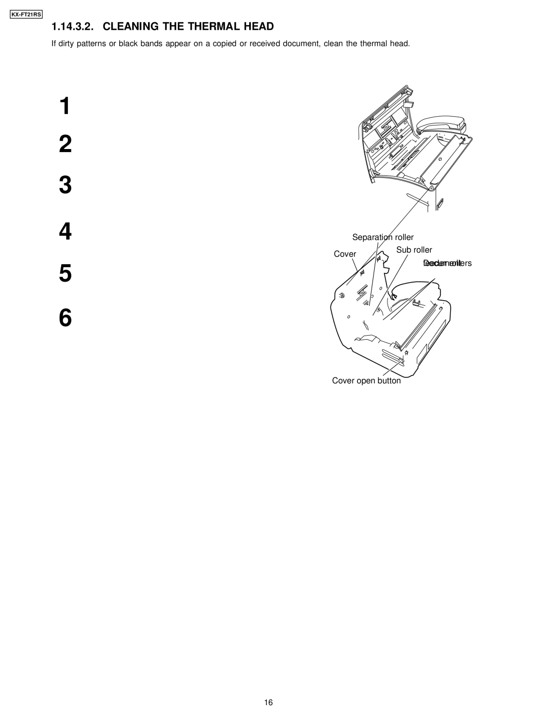 Panasonic KX-FT21RS manual Cleaning the Thermal Head, Cleaning the Pick UP Roller, Refer to 4 Disassembly Instruction 
