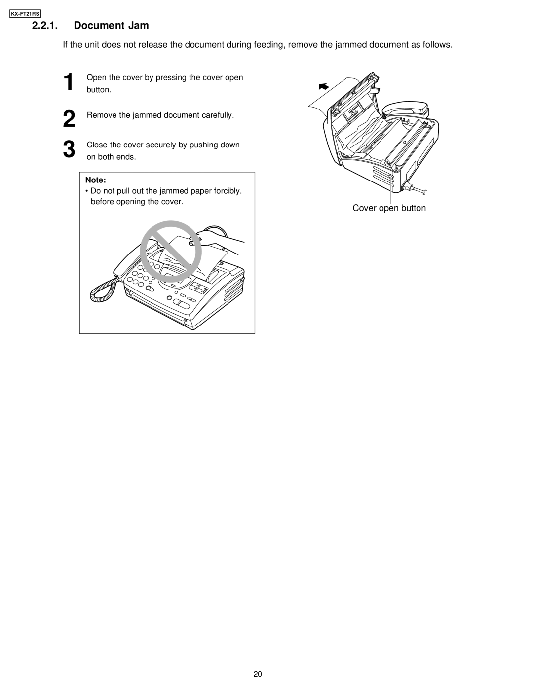 Panasonic KX-FT21RS manual Document Jam 