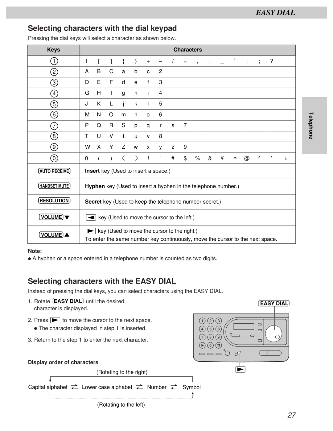 Panasonic KX-FT31BX quick start Easy Dial 