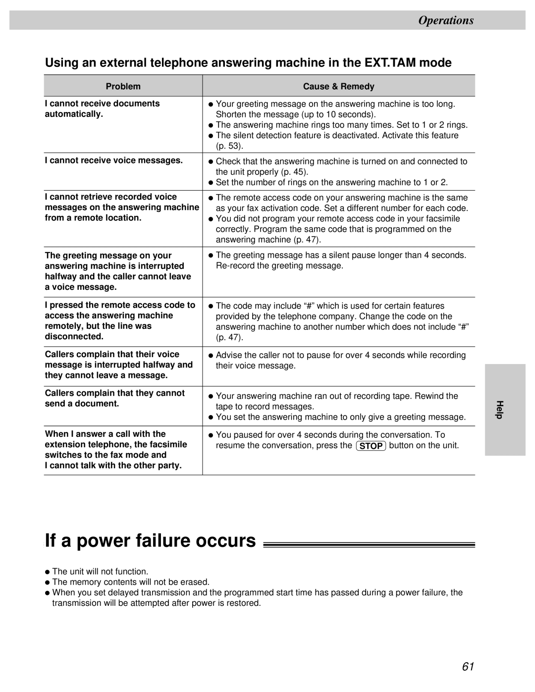 Panasonic KX-FT31BX quick start If a power failure occurs 