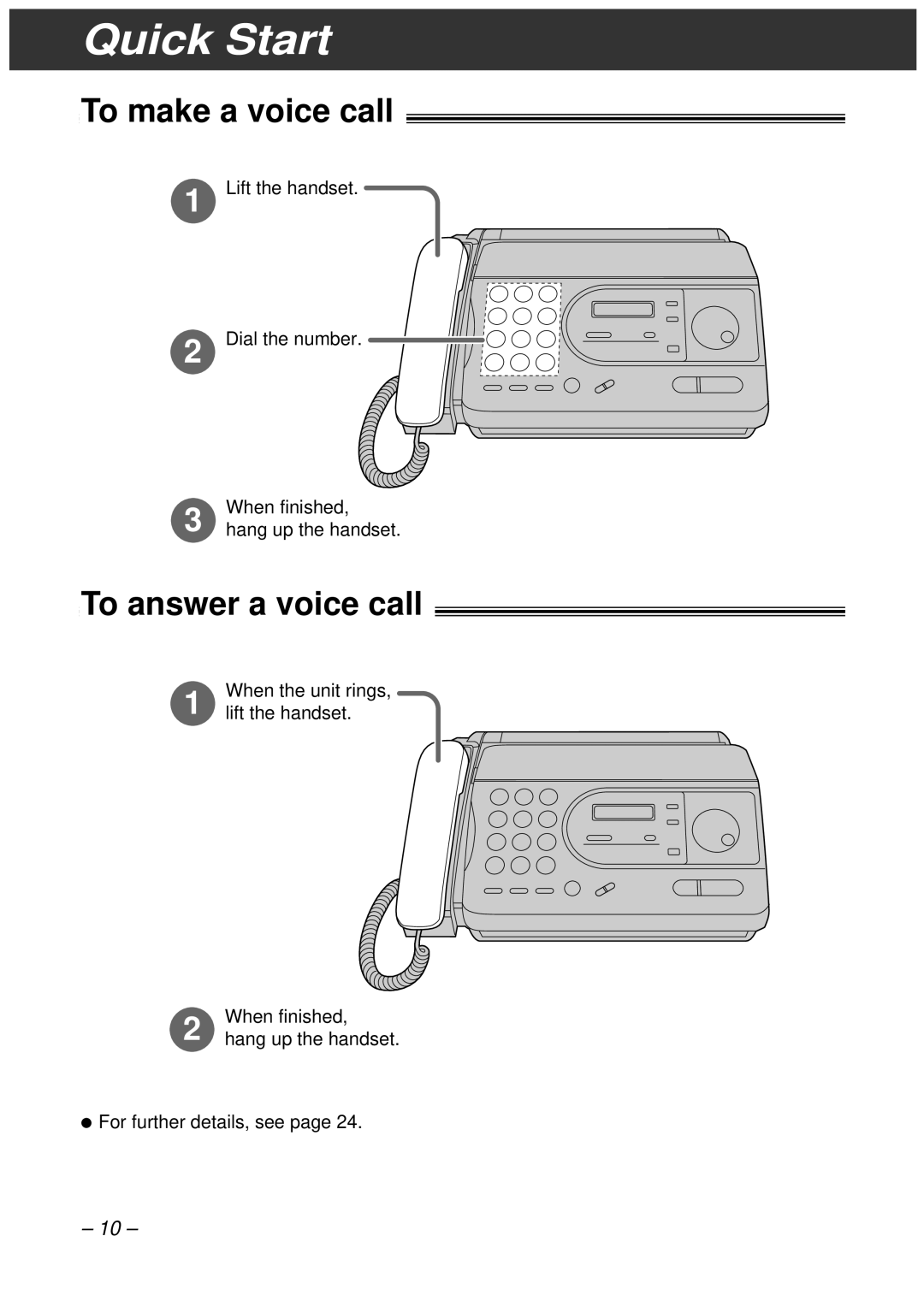 Panasonic KX-FT33HK, KX-FT34HK quick start To make a voice call, To answer a voice call 