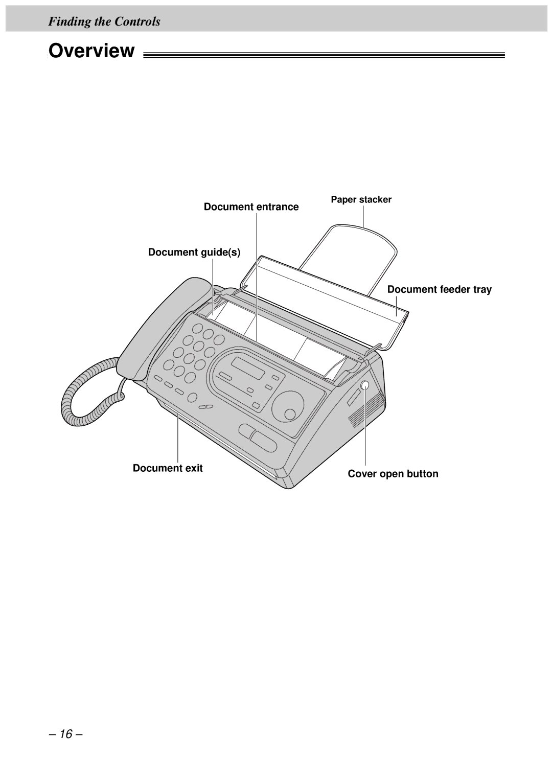 Panasonic KX-FT33HK, KX-FT34HK quick start Overview, Paper stacker 