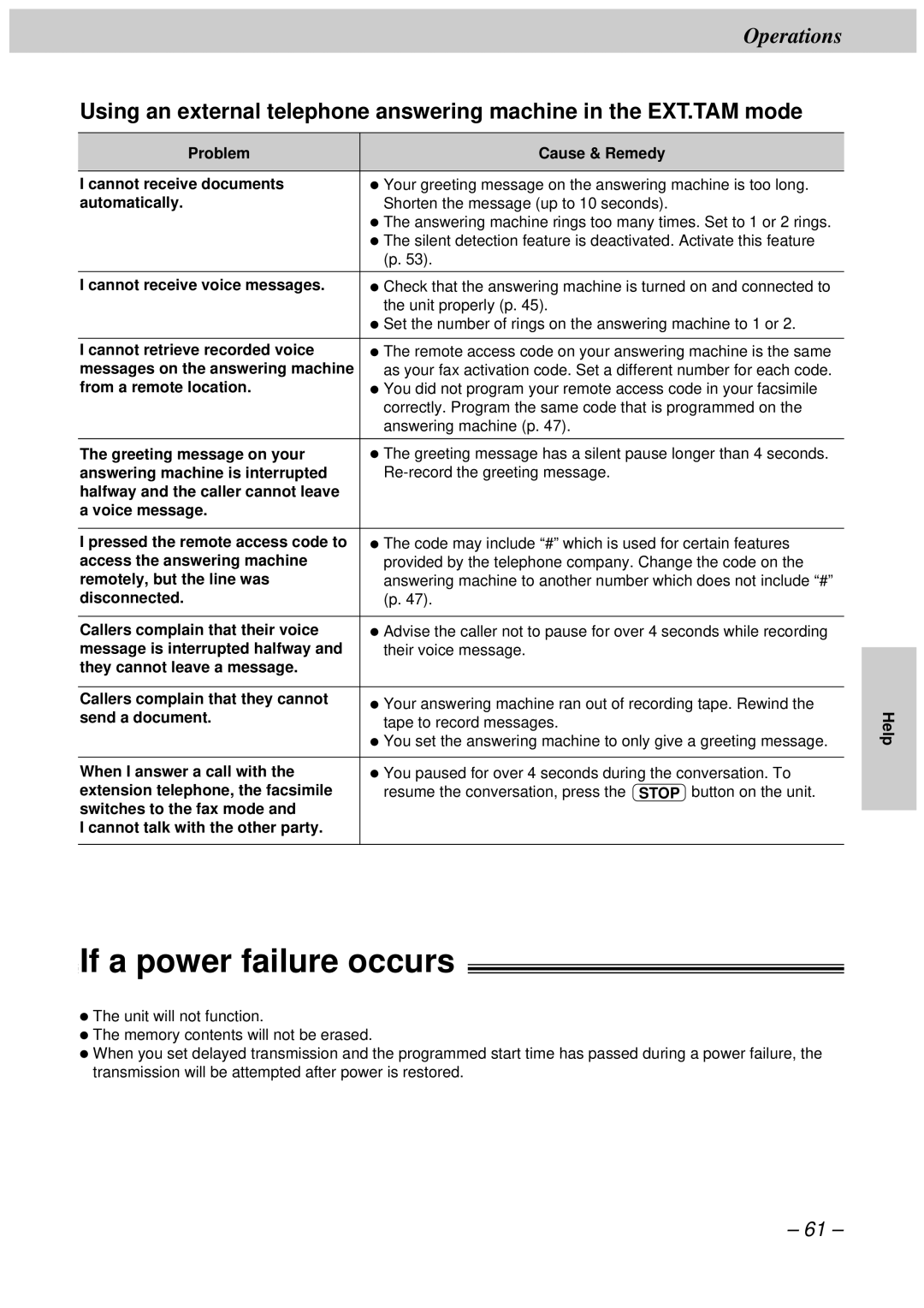 Panasonic KX-FT34HK, KX-FT33HK quick start If a power failure occurs 