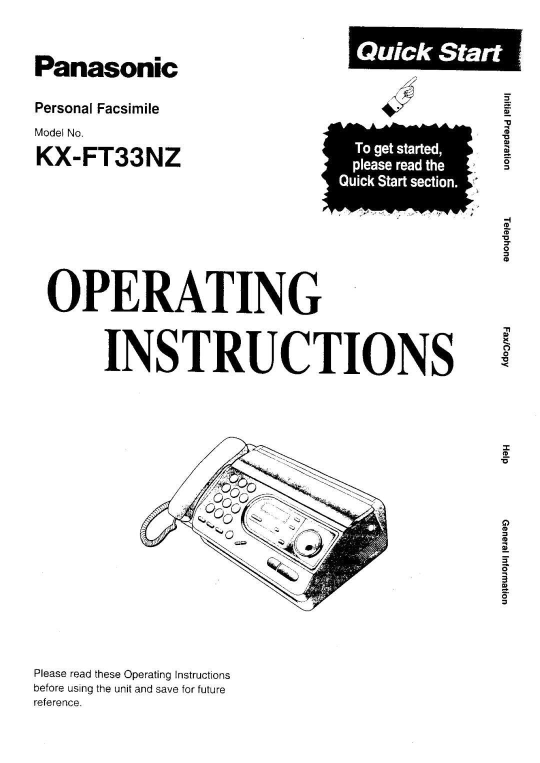 Panasonic KX-FT33NZ manual 