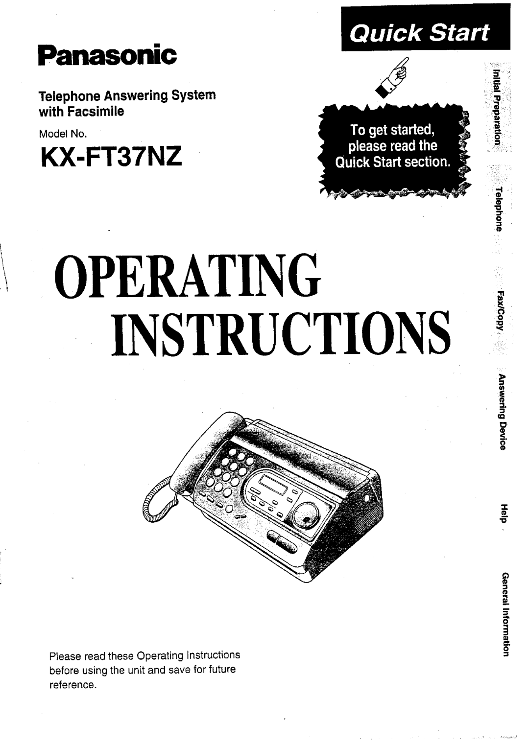 Panasonic KX-FT37NZ manual 