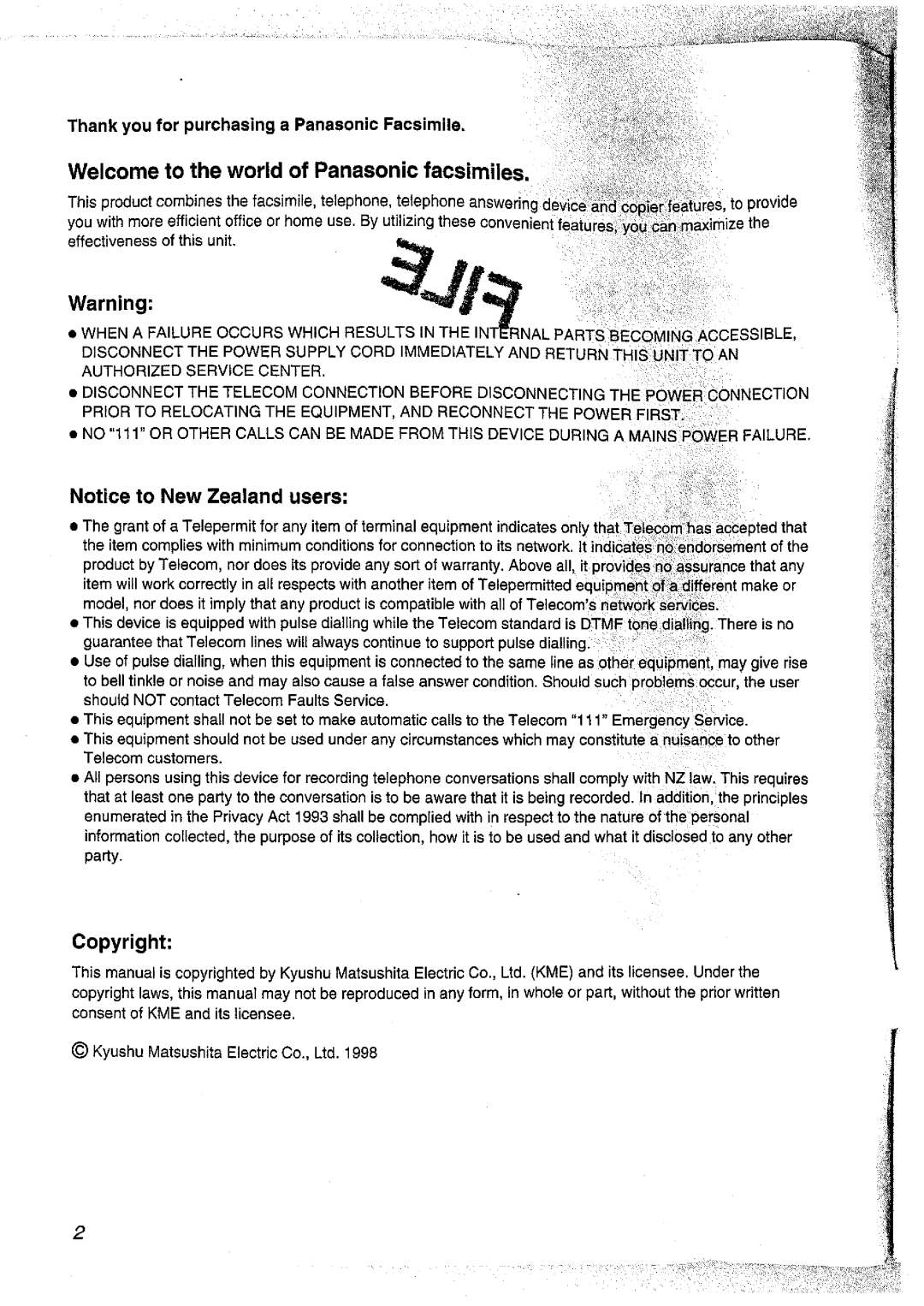 Panasonic KX-FT37NZ manual 