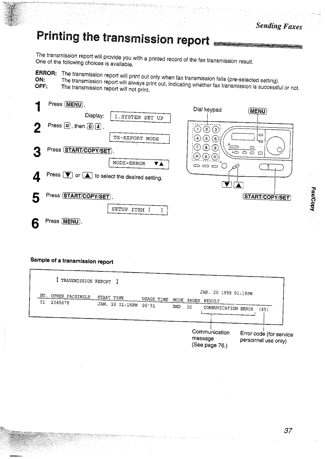 Panasonic KX-FT37NZ manual 