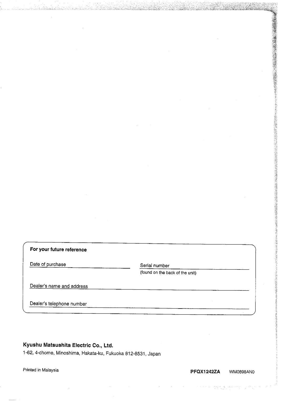 Panasonic KX-FT37NZ manual 