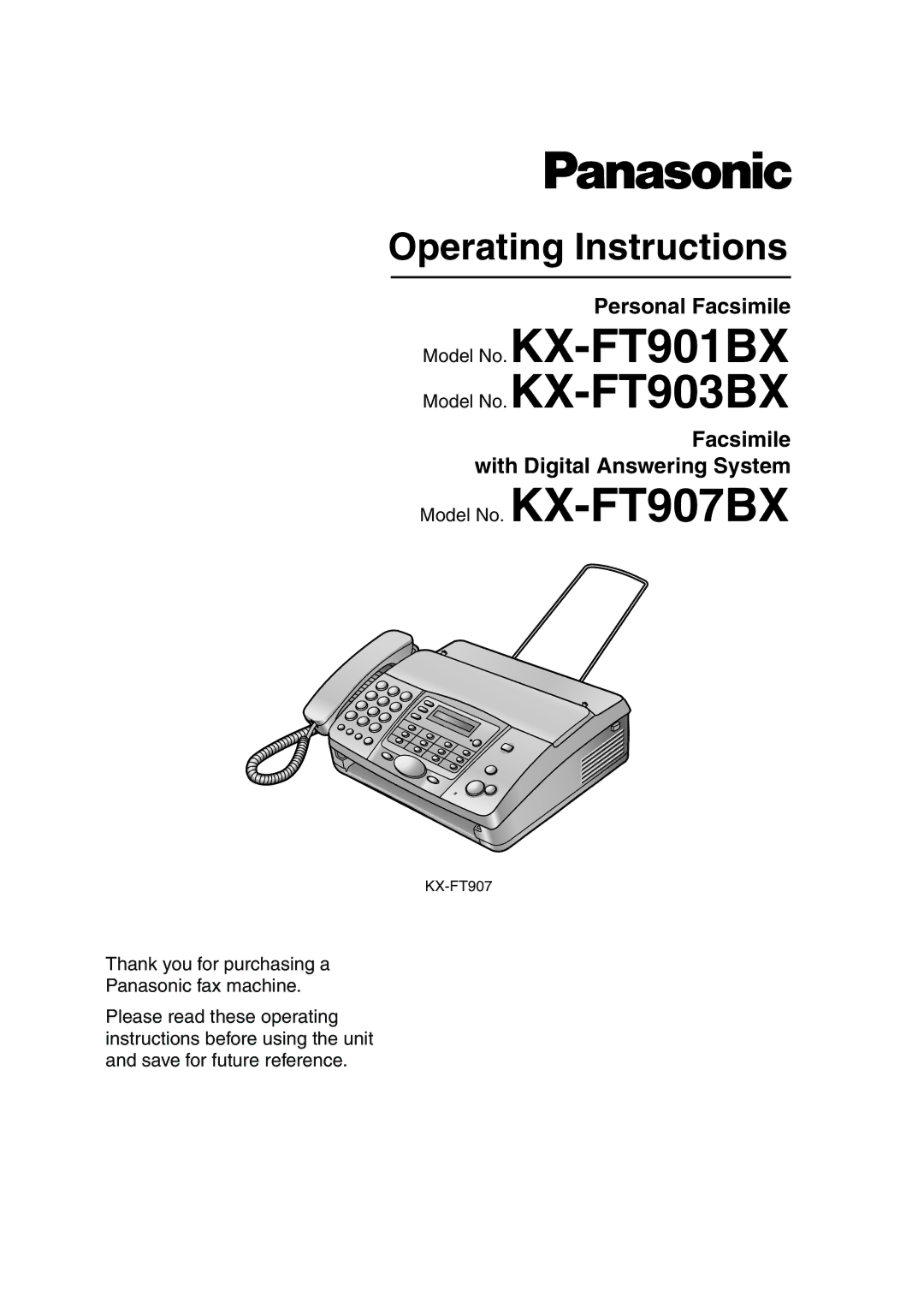 Panasonic KX-FT901BX manual Operating Instructions 