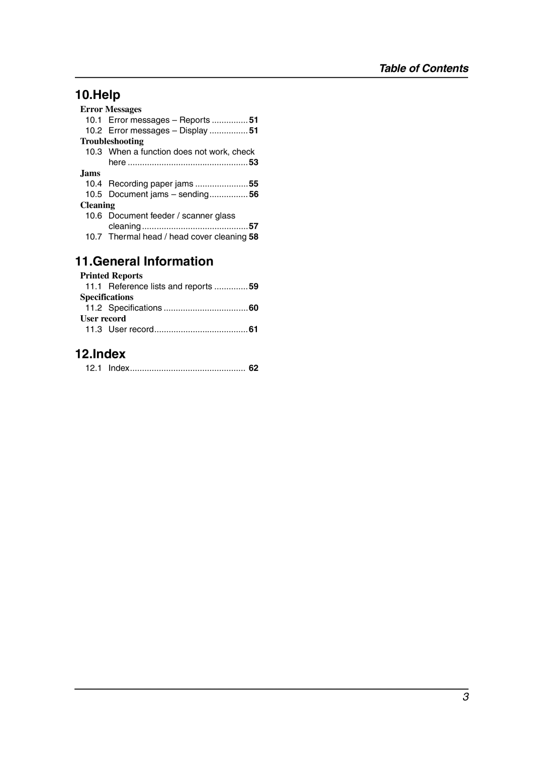 Panasonic KX-FT901BX manual Index 