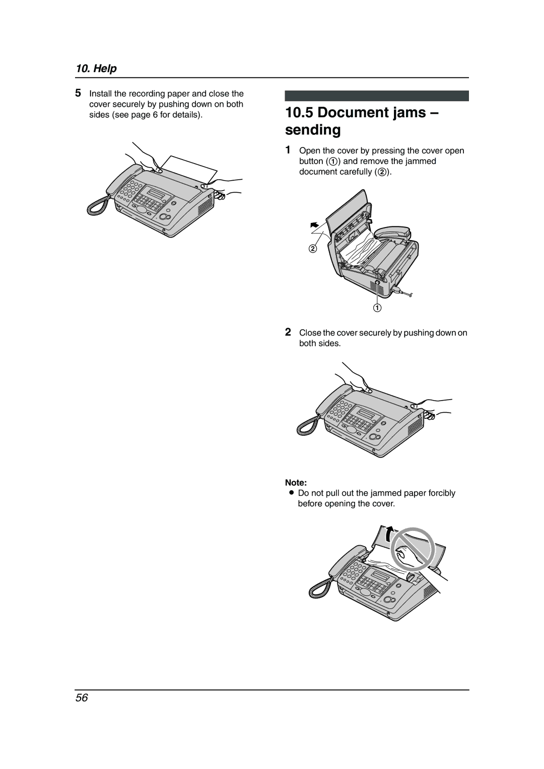 Panasonic KX-FT901BX manual Document jams sending 