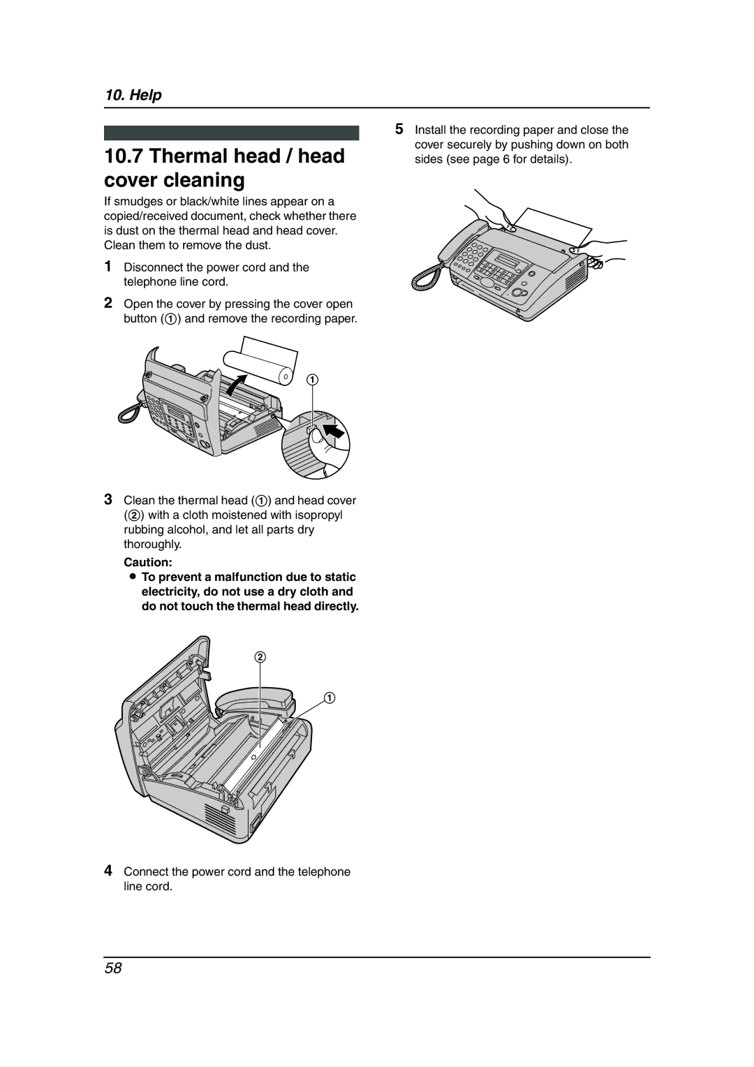 Panasonic KX-FT901BX manual Thermal head / head cover cleaning 