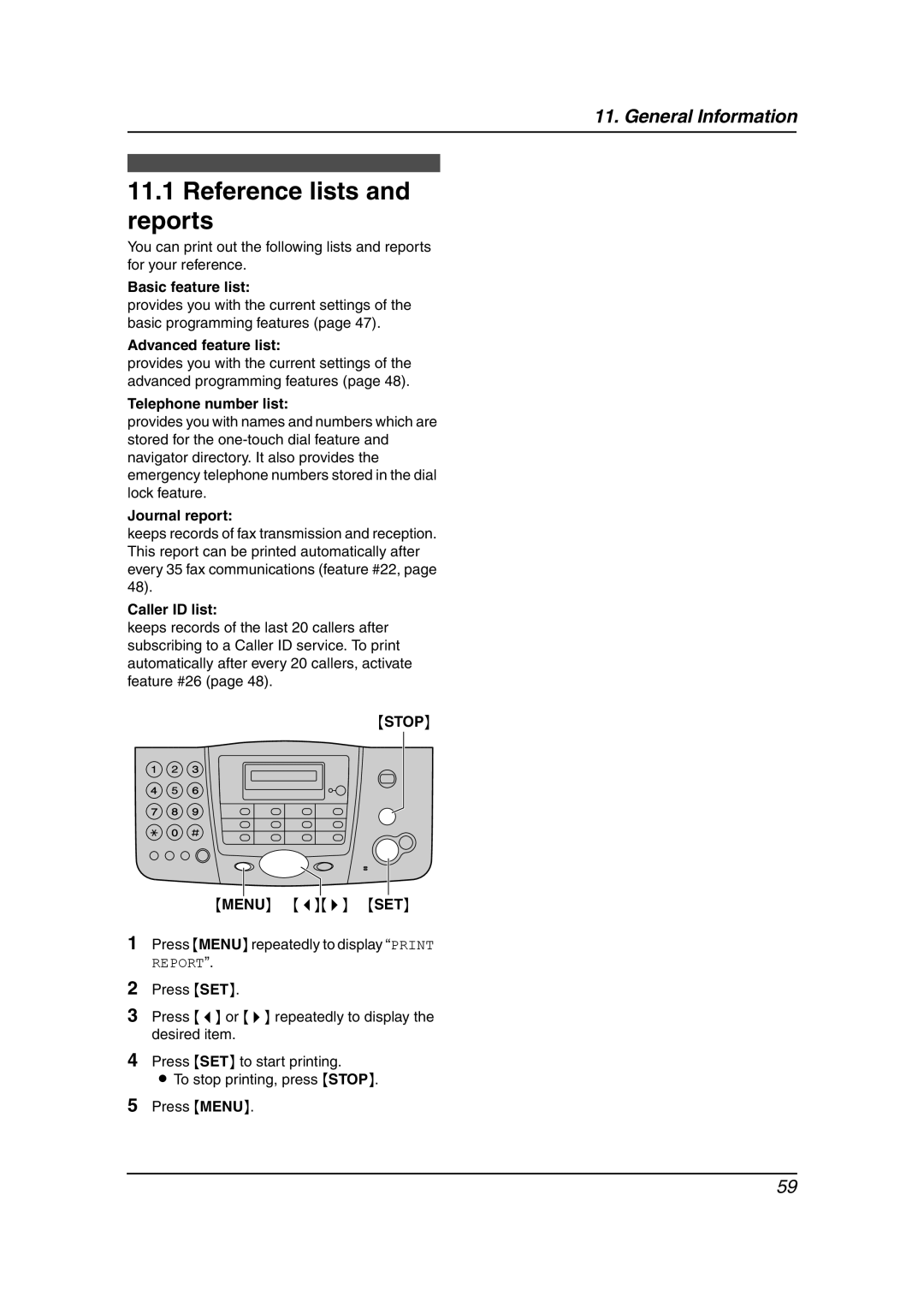 Panasonic KX-FT901BX manual Reference lists and reports 