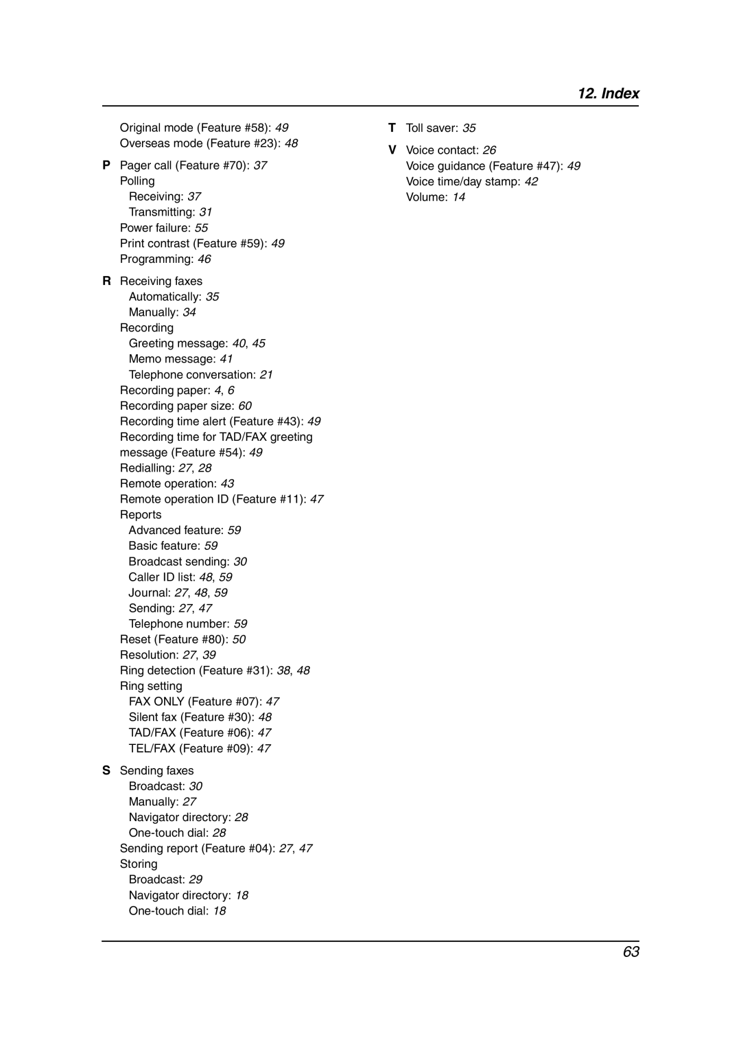 Panasonic KX-FT901BX manual Index 