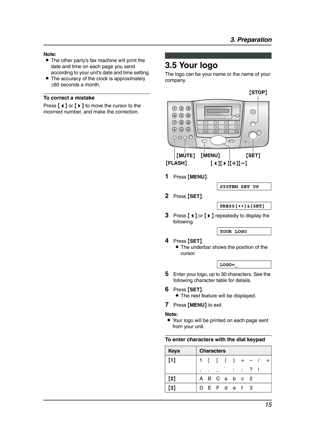 Panasonic KX-FT908HK, KX-FT904HK, kx-ft902 manual Your logo, To correct a mistake, Mute Menu SET 