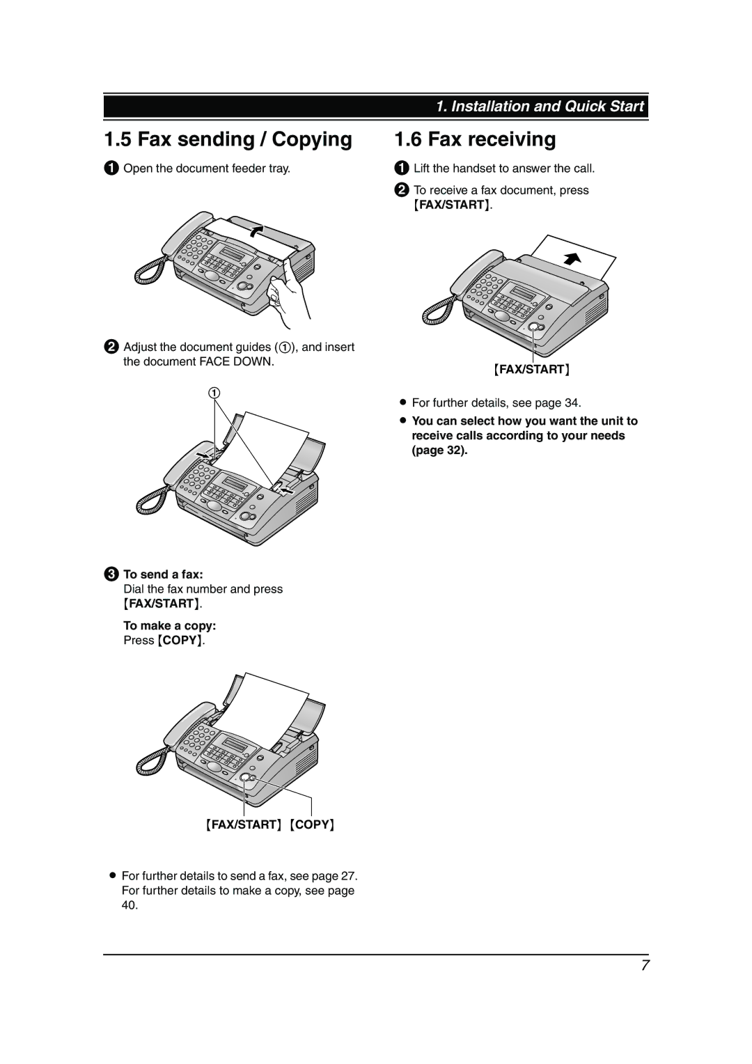 Panasonic KX-FT904HK, KX-FT908HK, kx-ft902 manual Fax sending / Copying, Fax receiving, To send a fax 