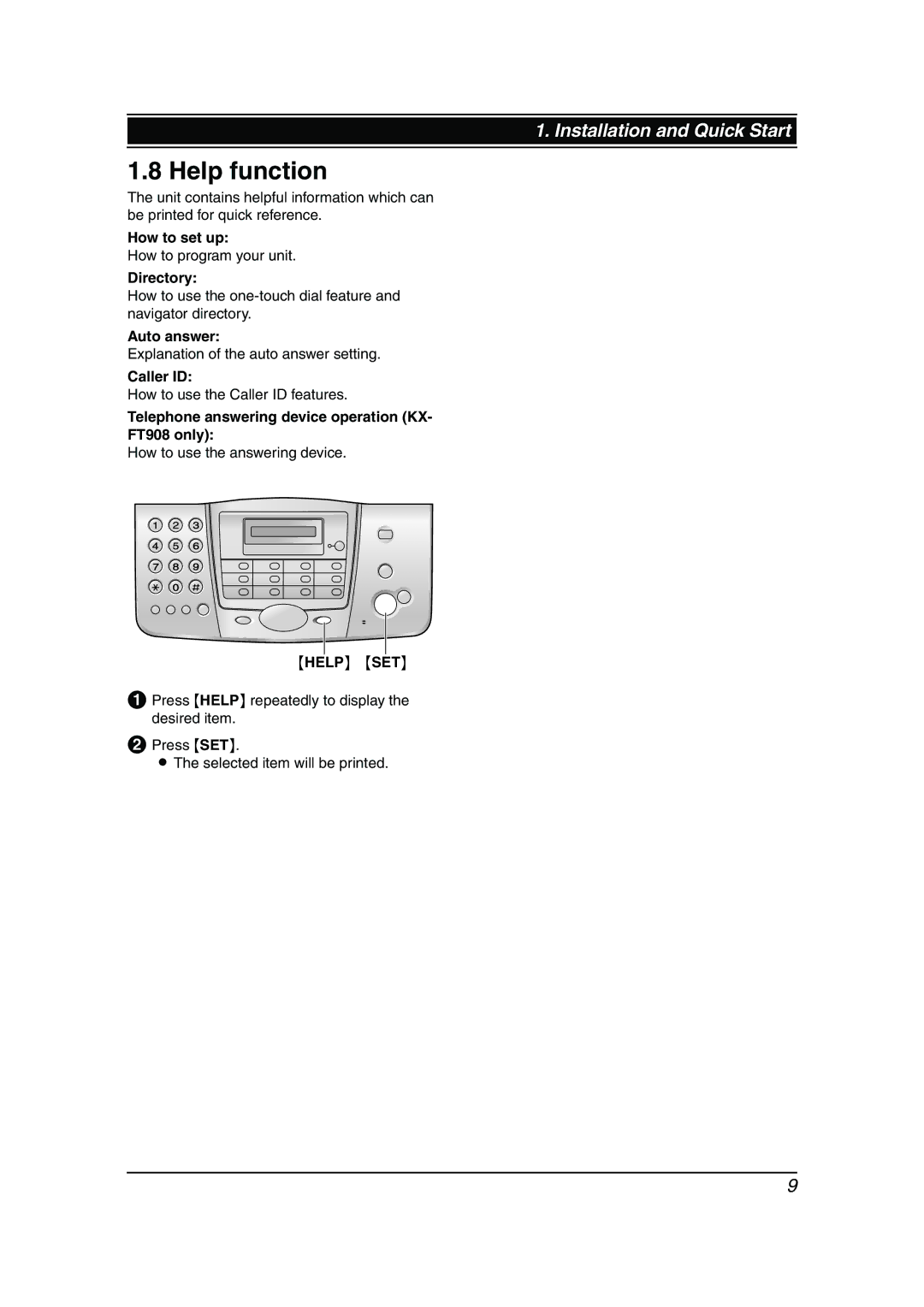 Panasonic KX-FT908HK, KX-FT904HK, kx-ft902 manual Help function 